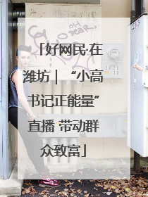 好网民·在潍坊｜“小高书记正能量”直播 带动群众致富